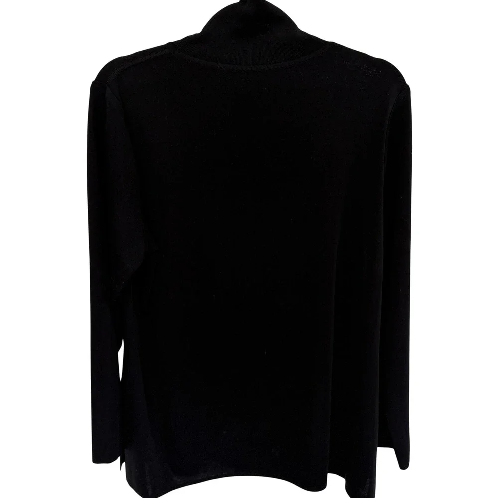 Women's Misook Black Turtleneck‎ Long Sleeve Knit Sweater Size L Side Slit